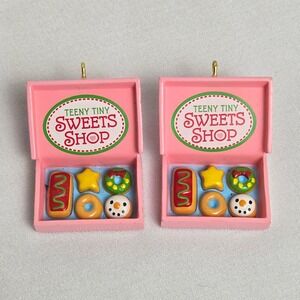 Lot of 2 Hallmark Keepsake Miniature Ornaments Teeny Tiny Sweets Shop 2015 1"